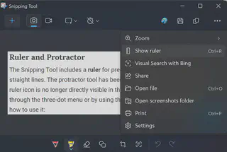 Ruler through … menu